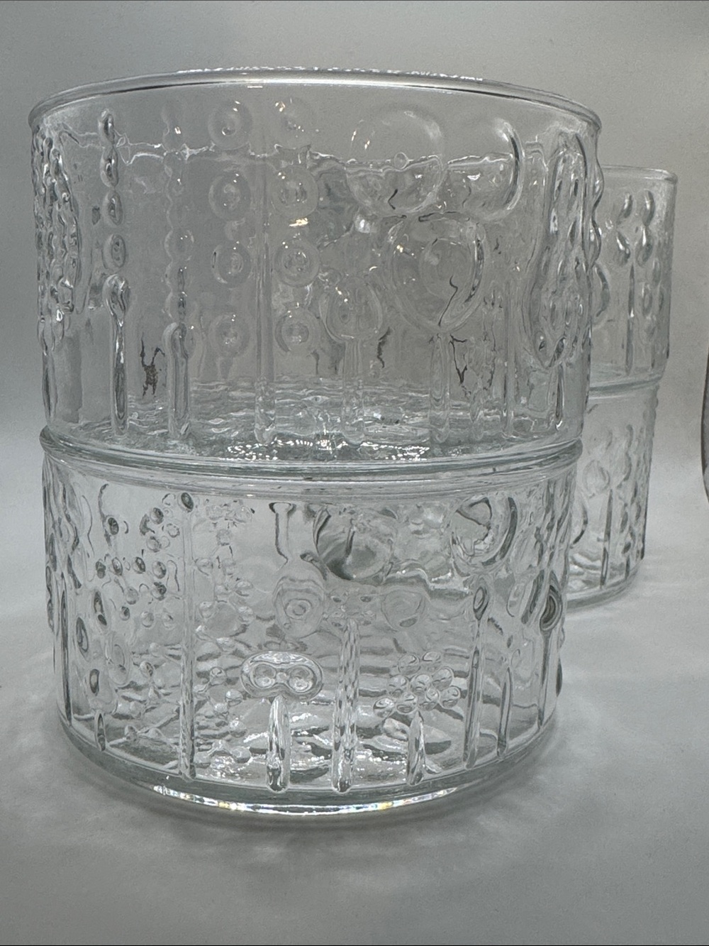 4 x Vintage Iittala / Nuutajärvi Flora clear glass bowls designed by Oiva Toikka